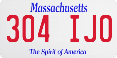 MA license plate 304IJ0