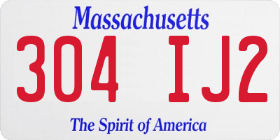 MA license plate 304IJ2