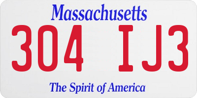 MA license plate 304IJ3