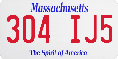 MA license plate 304IJ5