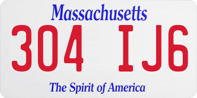 MA license plate 304IJ6
