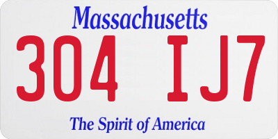 MA license plate 304IJ7
