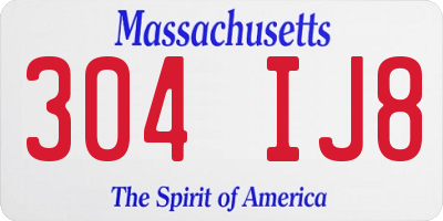 MA license plate 304IJ8