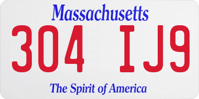 MA license plate 304IJ9