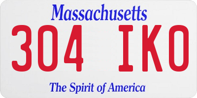 MA license plate 304IK0