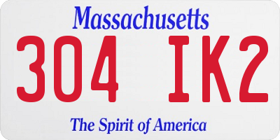 MA license plate 304IK2