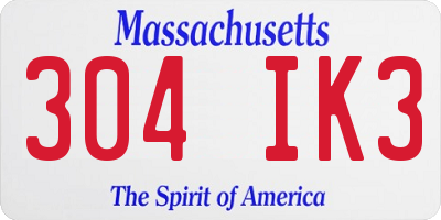 MA license plate 304IK3