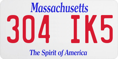 MA license plate 304IK5