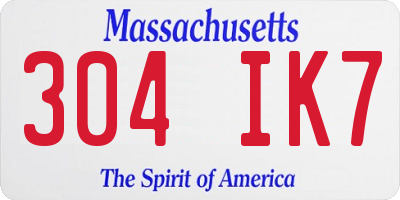 MA license plate 304IK7