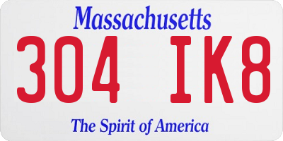 MA license plate 304IK8
