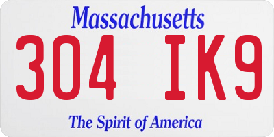 MA license plate 304IK9