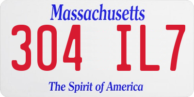 MA license plate 304IL7