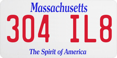 MA license plate 304IL8