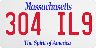 MA license plate 304IL9