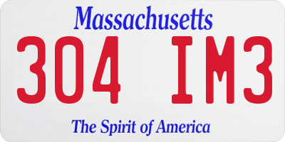 MA license plate 304IM3