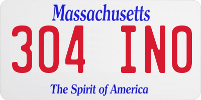 MA license plate 304IN0