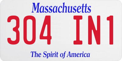 MA license plate 304IN1