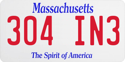 MA license plate 304IN3