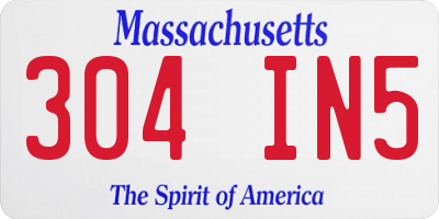 MA license plate 304IN5