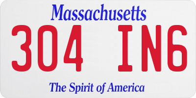 MA license plate 304IN6