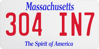 MA license plate 304IN7