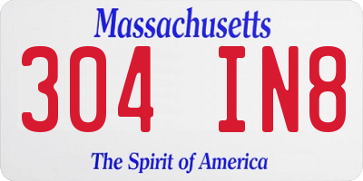 MA license plate 304IN8