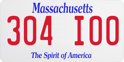 MA license plate 304IO0