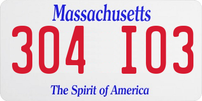 MA license plate 304IO3