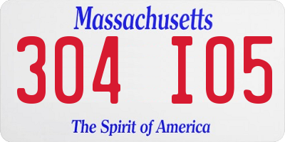 MA license plate 304IO5