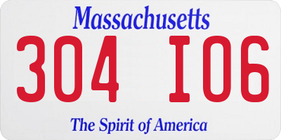 MA license plate 304IO6