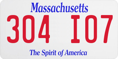 MA license plate 304IO7