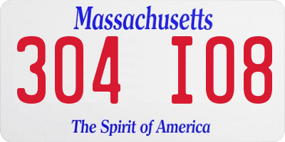 MA license plate 304IO8