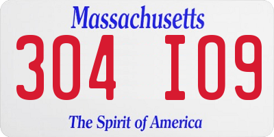 MA license plate 304IO9