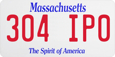 MA license plate 304IP0