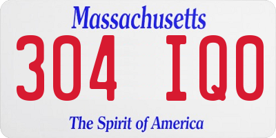 MA license plate 304IQ0