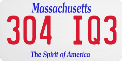 MA license plate 304IQ3