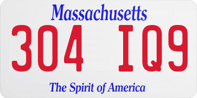MA license plate 304IQ9