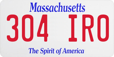MA license plate 304IR0