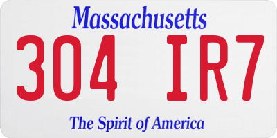 MA license plate 304IR7