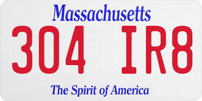 MA license plate 304IR8
