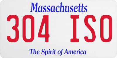 MA license plate 304IS0