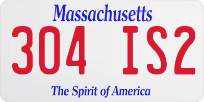 MA license plate 304IS2