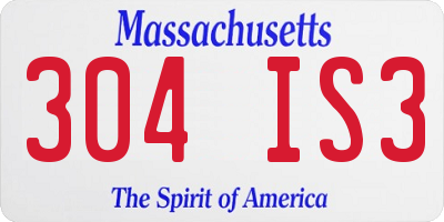 MA license plate 304IS3