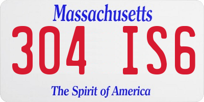 MA license plate 304IS6