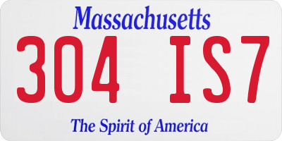 MA license plate 304IS7