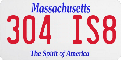 MA license plate 304IS8