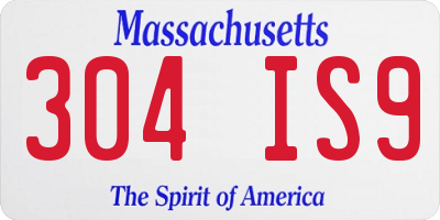 MA license plate 304IS9