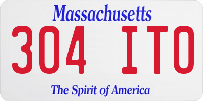 MA license plate 304IT0