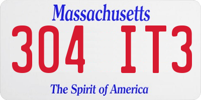 MA license plate 304IT3