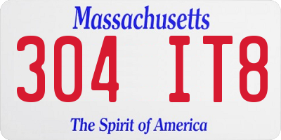 MA license plate 304IT8